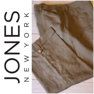 Olive Linen Capri Pants